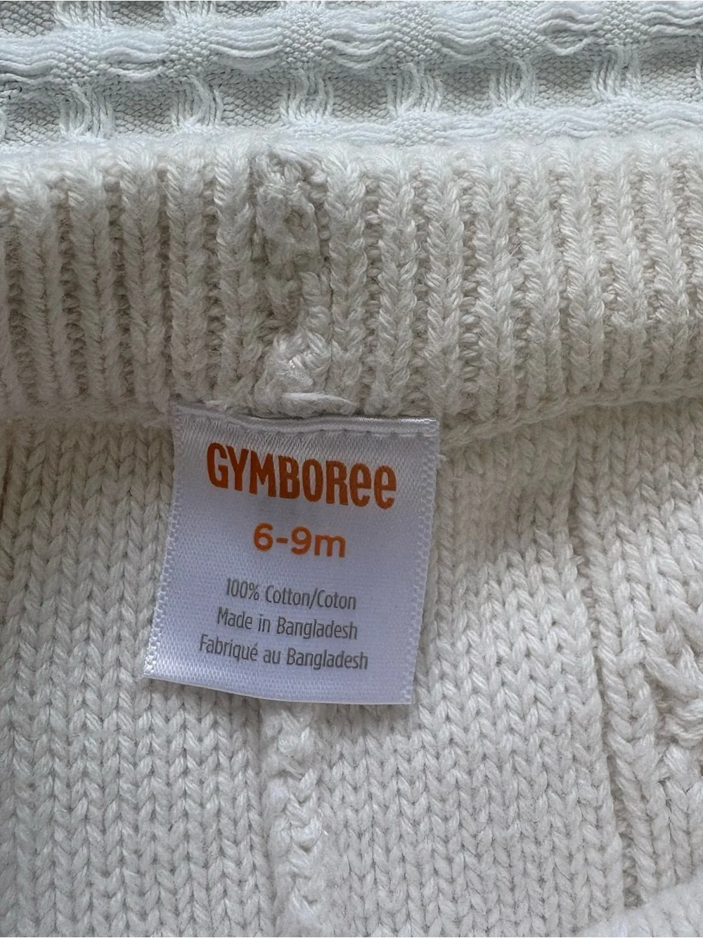 Gymboree Cable Knit Pom Pom Sweater & Pants Matching Set Cream Cotton 6-9 Months